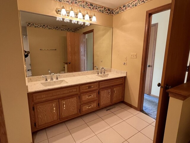 7750 Northfield Ln, Tinley Park, IL 60487 - full bathroom with double vanity and tile patterned flooring