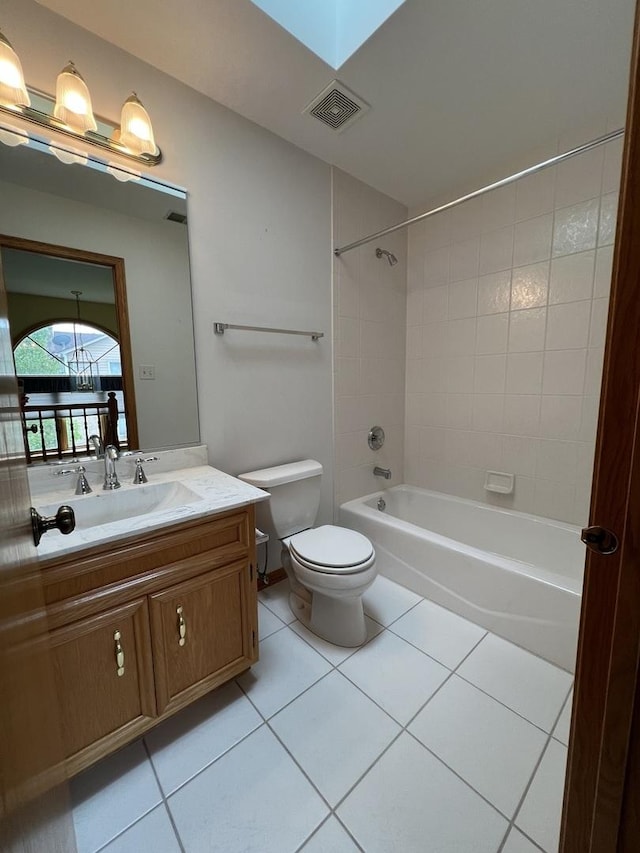 7750 Northfield Ln, Tinley Park, IL 60487 - bathroom with toilet, tile patterned floors, vanity, and  shower combination