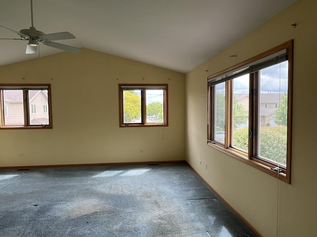 7750 Northfield Ln, Tinley Park, IL 60487 - empty room with carpet flooring, lofted ceiling, baseboards, and a ceiling fan