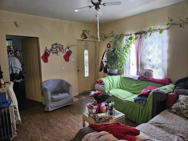 315 Vandalia St, Elgin, IL 60123 - living area with wood finished floors and ceiling fan