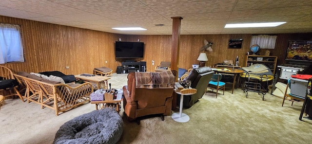 973 Willowbrook Dr, Wheeling, IL 60090 - carpeted living area with wood walls