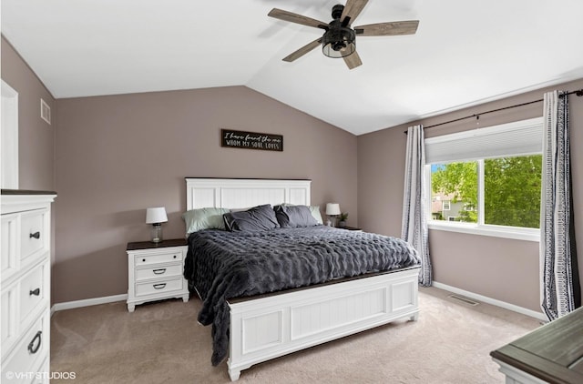 3175 N Magnolia Ln, Wadsworth, IL 60083 - bedroom with light colored carpet, lofted ceiling, baseboards, and a ceiling fan