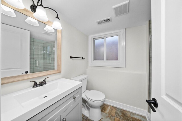 8300 S 79th Ct, Justice, IL 60458 - full bath with vanity, toilet, baseboards, and a shower with door