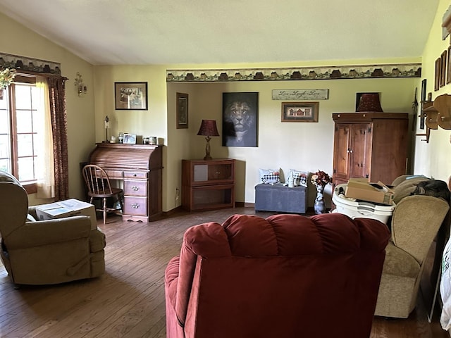 9669 Garden Plain Rd, Morrison, IL 61270 - living area featuring vaulted ceiling and hardwood / wood-style floors