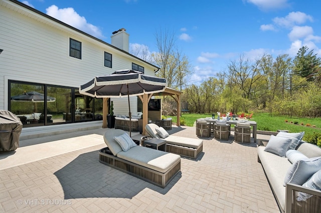 490 S Waukegan Rd, Lake Forest, IL 60045 - view of patio featuring an outdoor hangout area, a gazebo, and outdoor dining area