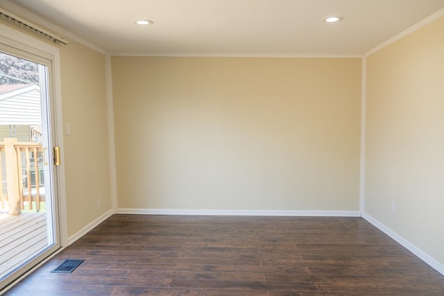 2702 N 76th Ave, Elmwood Park, IL 60707 - spare room featuring dark wood-type flooring, baseboards, crown molding, and recessed lighting