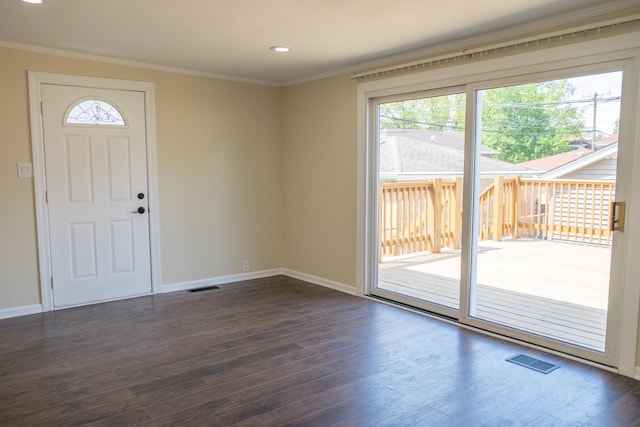 2702 N 76th Ave, Elmwood Park, IL 60707 - entryway featuring ornamental molding, baseboards, dark wood finished floors, and recessed lighting