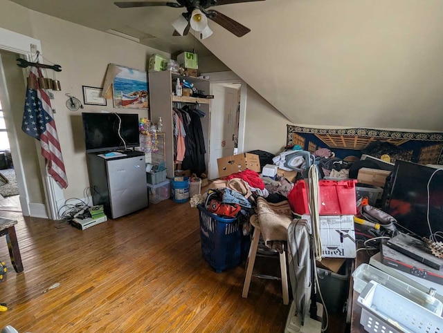 1215 3rd St, Moline, IL 61265 - bonus room featuring a ceiling fan, wood finished floors, and vaulted ceiling