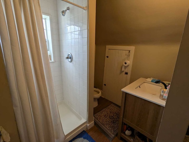 1215 3rd St, Moline, IL 61265 - full bathroom featuring toilet, a shower stall, and vanity