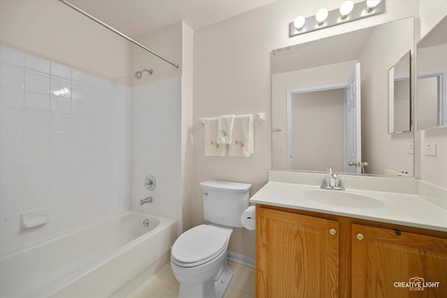 937 Huntington Dr, Elk Grove Village, IL 60007 - full bath featuring toilet,  shower combination, vanity, tile patterned floors, and baseboards
