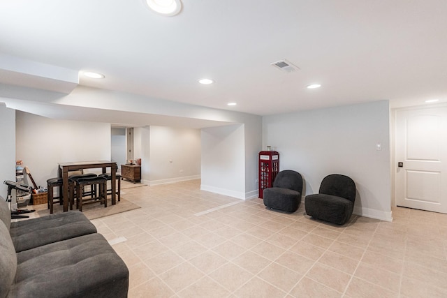 732 S Mitchell Ave, Elmhurst, IL 60126 - living area with baseboards, recessed lighting, and light tile patterned floors