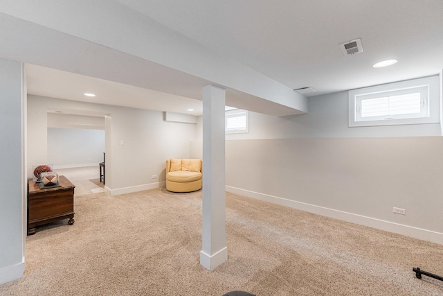 732 S Mitchell Ave, Elmhurst, IL 60126 - basement with carpet floors, baseboards, and recessed lighting