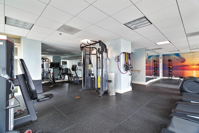 25 E Superior St Unit 2805, Chicago, IL 60611 - gym featuring baseboards and a drop ceiling