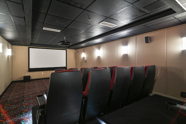 25 E Superior St Unit 2805, Chicago, IL 60611 - home theater with a paneled ceiling, baseboards, and carpet floors