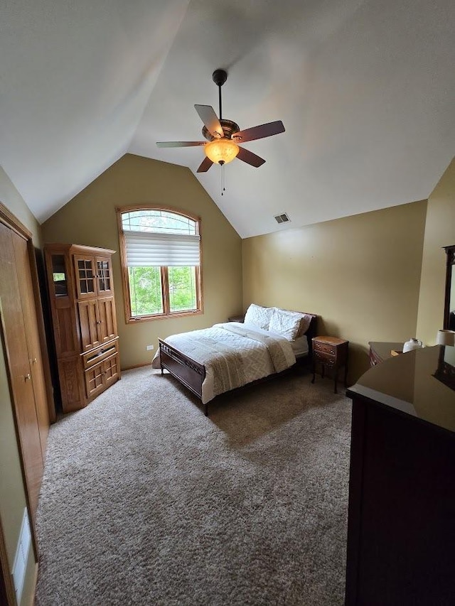 10880 Swallow Tail Ln, Frankfort, IL 60423 - bedroom with vaulted ceiling, carpet flooring, and ceiling fan