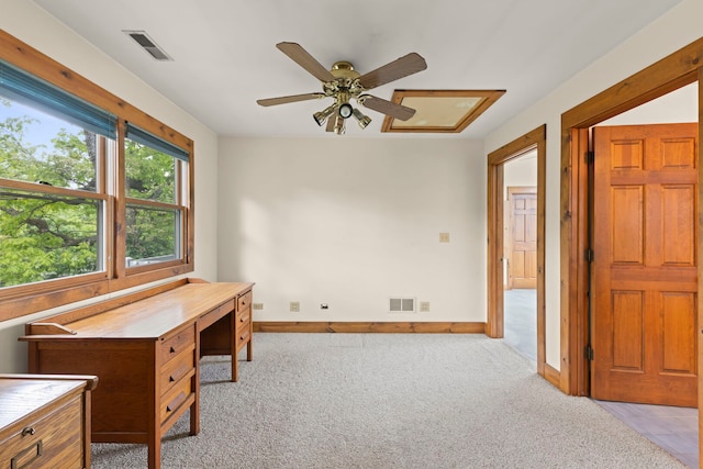 506 Carleton Ave, Glen Ellyn, IL 60137 - unfurnished office with light colored carpet, a ceiling fan, and baseboards