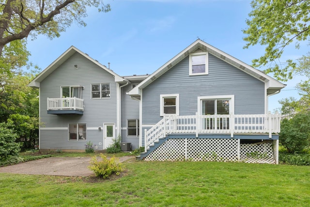 506 Carleton Ave, Glen Ellyn, IL 60137 - back of house featuring central air condition unit, a yard, a deck, and a patio area