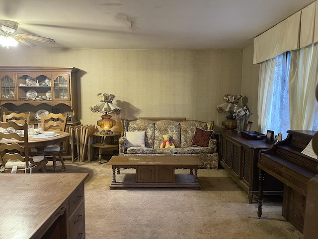 1410 Brentwood Pl, Joliet, IL 60435 - living area with light carpet and a ceiling fan