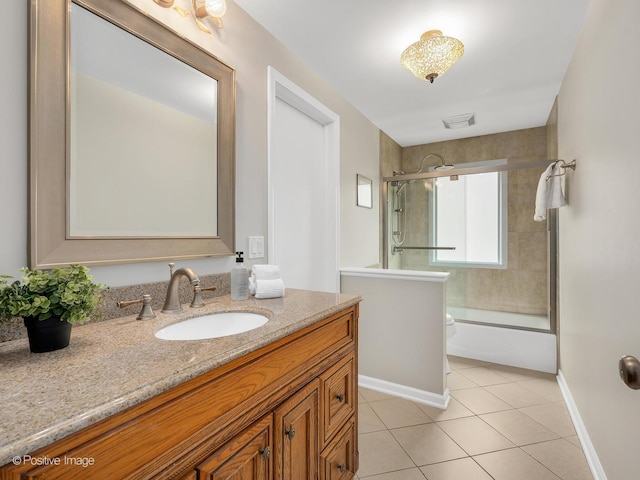 407 Turner Ave, Glen Ellyn, IL 60137 - bathroom featuring vanity, tile patterned floors, enclosed tub / shower combo, and baseboards