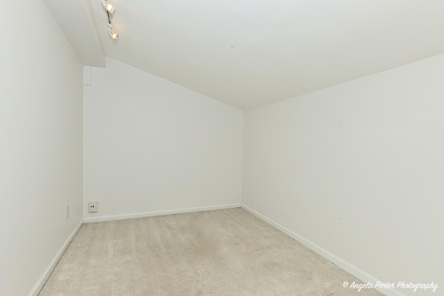 33978 N Lake Rd, Grayslake, IL 60030 - unfurnished room with vaulted ceiling, light colored carpet, baseboards, and track lighting