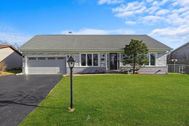 975 Patriot Ln, Hoffman Estates, IL 60192 - view of front of home with driveway, an attached garage, a shingled roof, and a chimney