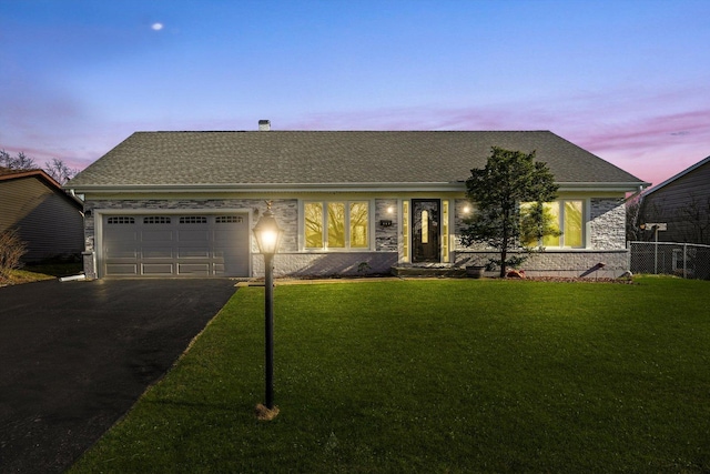 975 Patriot Ln, Hoffman Estates, IL 60192 - view of front of home featuring a garage, driveway, roof with shingles, and stone siding