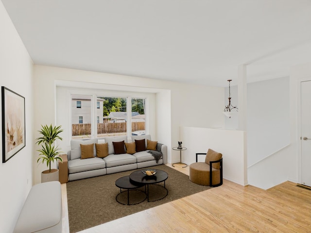 3455 W 115th St, Chicago, IL 60655 - living room featuring wood finished floors and a chandelier