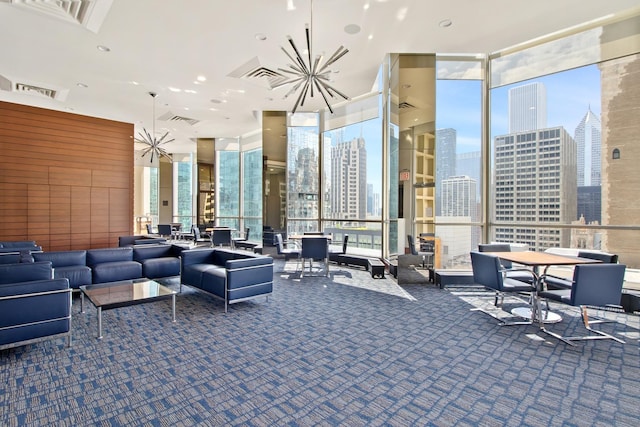 535 N Michigan Ave Unit 1205, Chicago, IL 60611 - community lobby featuring expansive windows and a skyline view