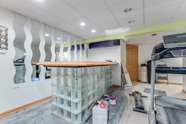 18225 Eagle Dr, Tinley Park, IL 60477 - bar area featuring baseboards, recessed lighting, and a paneled ceiling