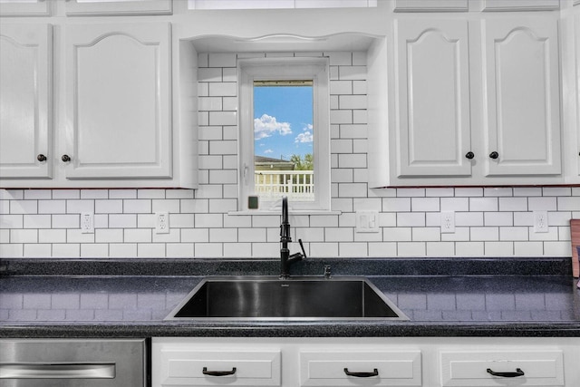 956 E Orleans St, Paxton, IL 60957 - kitchen with a sink, white cabinets, and dark countertops