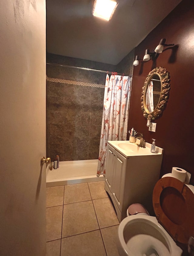 618 Emerald Ave, Chicago Heights, IL 60411 - full bathroom featuring toilet, tile patterned flooring, vanity, and a tile shower