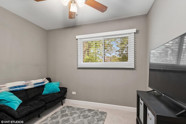 5142 Deerpath Rd, Oak Forest, IL 60452 - living area with carpet flooring, ceiling fan, and baseboards