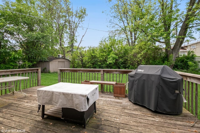 5142 Deerpath Rd, Oak Forest, IL 60452 - wooden deck with grilling area and a lawn