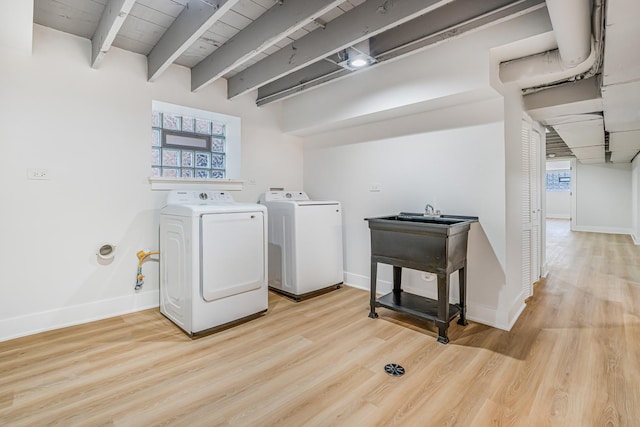 5823 S Francisco Ave, Chicago, IL 60629 - washroom with washer and dryer, wood finished floors, healthy amount of natural light, baseboards, and wooden ceiling