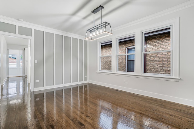 5823 S Francisco Ave, Chicago, IL 60629 - empty room with dark wood finished floors, baseboards, and ornamental molding