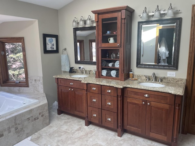 10348 Woburn Ct, Orland Park, IL 60462 - bathroom with double vanity and a garden tub