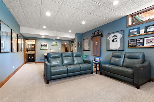 10348 Woburn Ct, Orland Park, IL 60462 - carpeted living room with baseboards and recessed lighting
