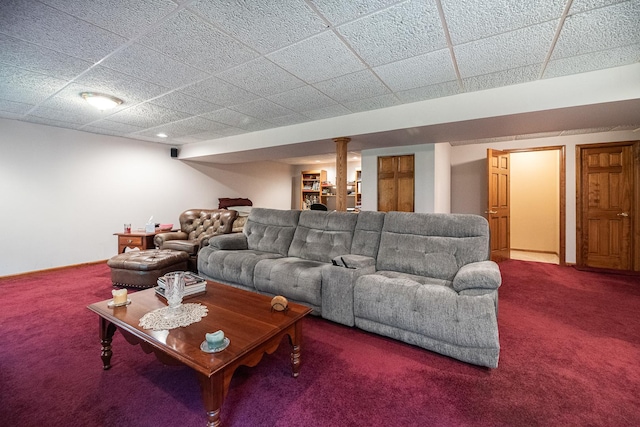 1027 Fairway Dr, Fox Lake, IL 60020 - living room with carpet and a drop ceiling