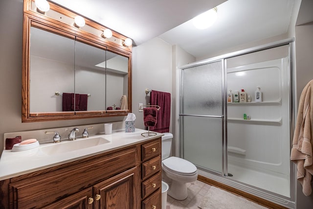 1027 Fairway Dr, Fox Lake, IL 60020 - bathroom featuring vanity, a shower stall, and toilet