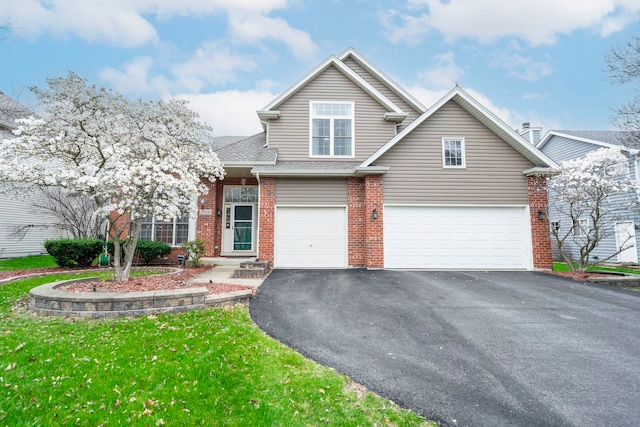 2008 Snow Creek Rd, Naperville, IL 60564 - traditional-style home with asphalt driveway, an attached garage, brick siding, and a shingled roof
