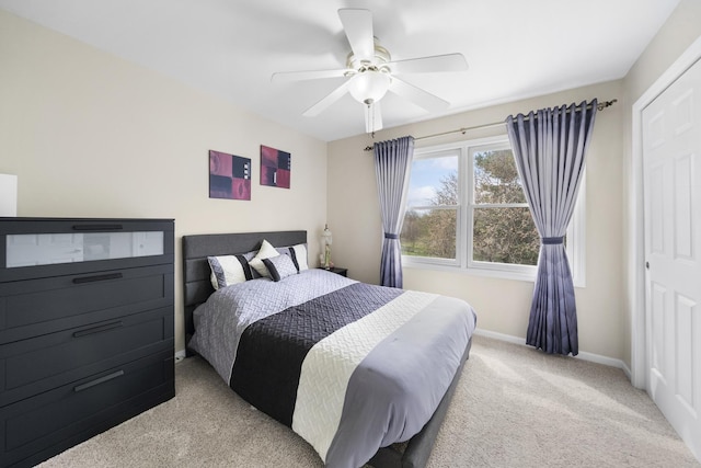 2008 Snow Creek Rd, Naperville, IL 60564 - bedroom with light colored carpet, baseboards, and a ceiling fan