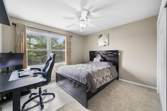 2008 Snow Creek Rd, Naperville, IL 60564 - bedroom with carpet flooring, baseboards, a ceiling fan, and an office area