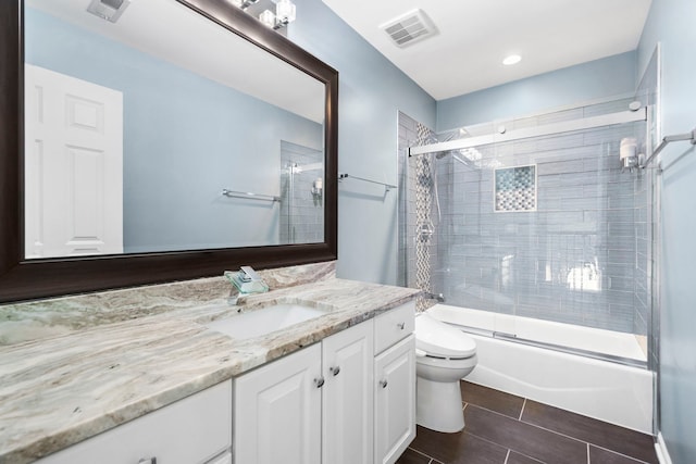 2008 Snow Creek Rd, Naperville, IL 60564 - full bathroom featuring vanity, toilet, and shower / bath combination with glass door