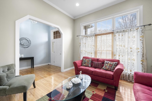 2008 Snow Creek Rd, Naperville, IL 60564 - living room featuring wood finished floors, ornamental molding, baseboards, and recessed lighting