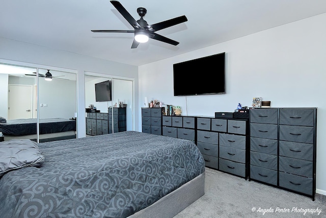 638 Dordan Ct, Gurnee, IL 60031 - carpeted bedroom with two closets and a ceiling fan