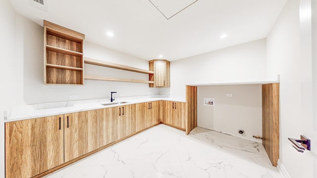 1326 N Race Ave, Arlington Heights, IL 60004 - laundry area with light marble finish flooring, washer hookup, recessed lighting, and cabinet space