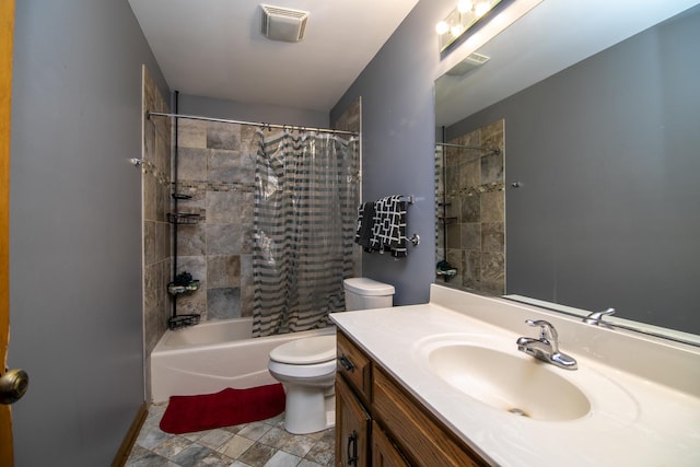 454 Hemlock Ln, Roselle, IL 60172 - full bath featuring vanity, toilet, and shower / bathtub combination with curtain