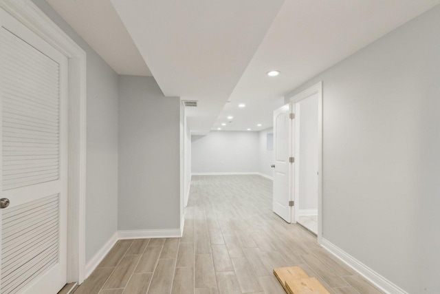 8019 S Bishop St, Chicago, IL 60620 - hall featuring light wood-style floors, baseboards, and recessed lighting