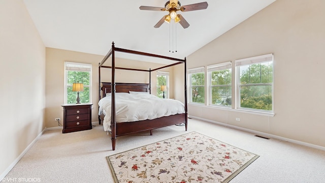 296 Huron St, Vernon Hills, IL 60061 - bedroom with carpet floors, vaulted ceiling, baseboards, and ceiling fan