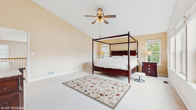 296 Huron St, Vernon Hills, IL 60061 - carpeted bedroom featuring lofted ceiling, baseboards, and a ceiling fan